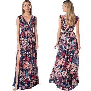 NWOT Dress the Population XS Jaclyn Fit and Flare Maxi Floral Dress